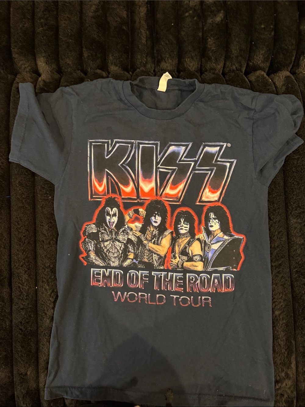 Kiss Black Tee with Red and White Tour Graphic